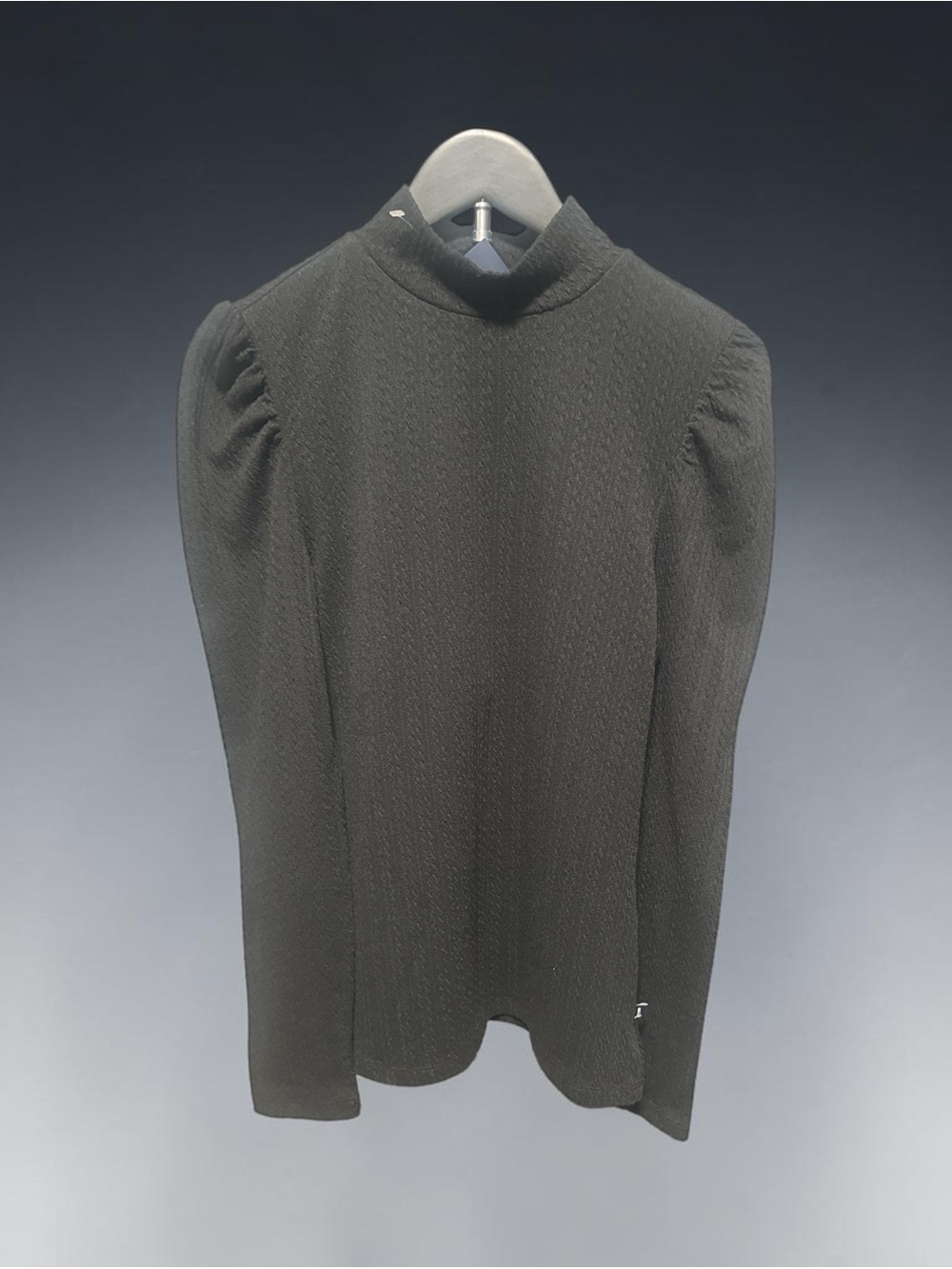 Lands' End Black Textured Mock Neck Long-Sleeve Sweater